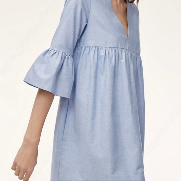 Aritzia Sunday Best Sky Blue Bell Sleeve Mini Dress- Size Medium - Picture 2 of 14